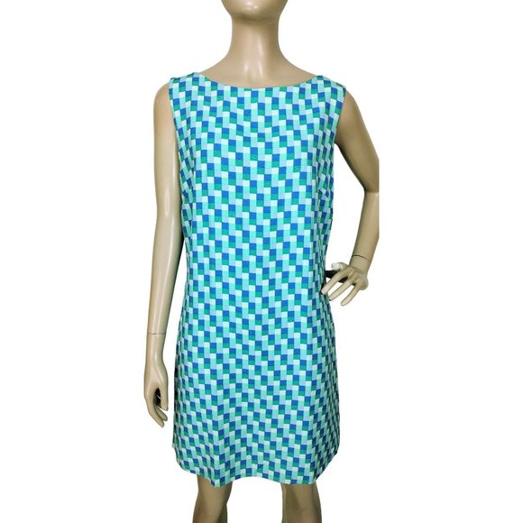 Vintage Dresses & Skirts - Vintage 90s GAP 60's Style Mini Check Cubism MOD Sleeveless Mini Shift D…